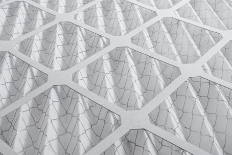 A close up of a clean HVAC air filter