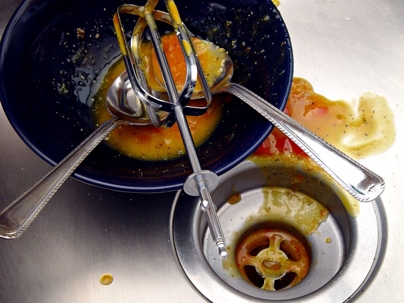 greasy pan and garbage disposal