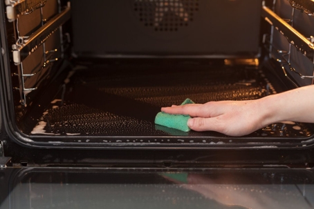 cleaning inside of oven