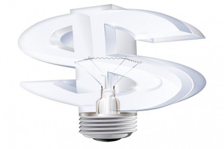 light bulb shaped like a dollar sign
