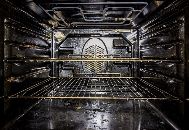 inside of old and dirty oven